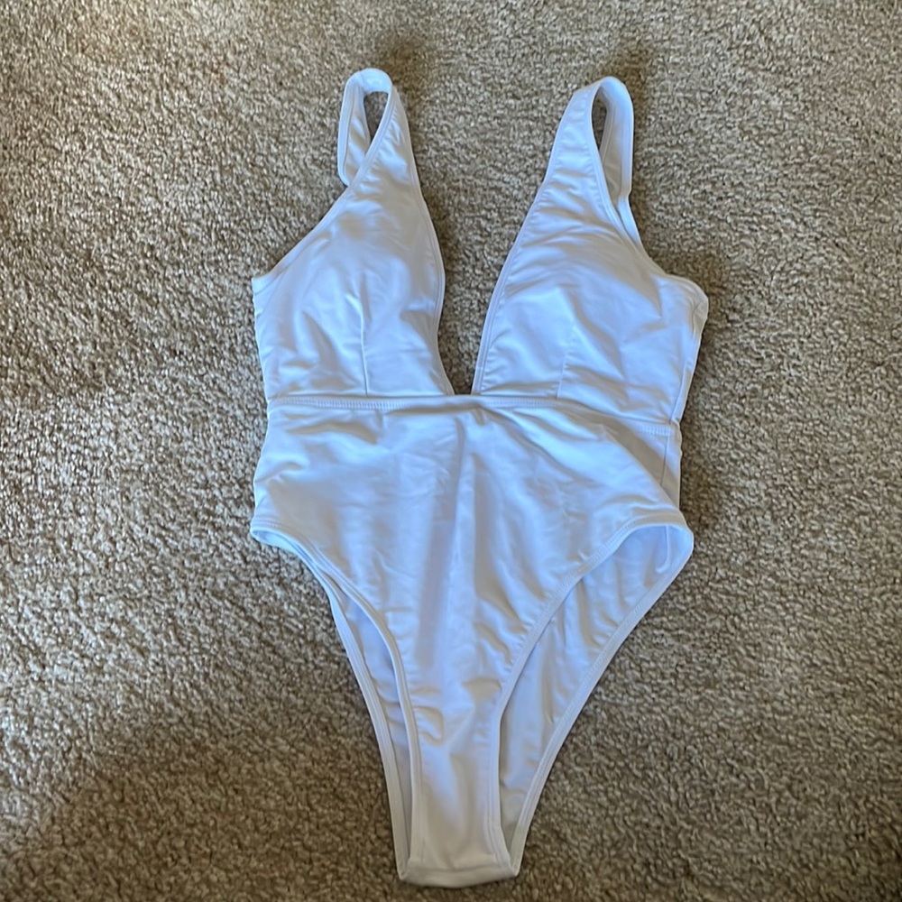White Low Cut One Piece